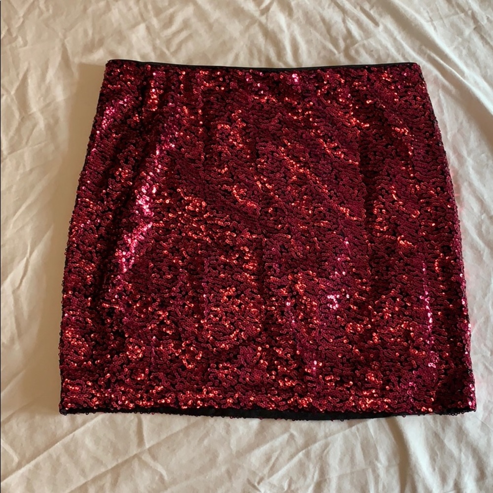 Red sequin mini skirt